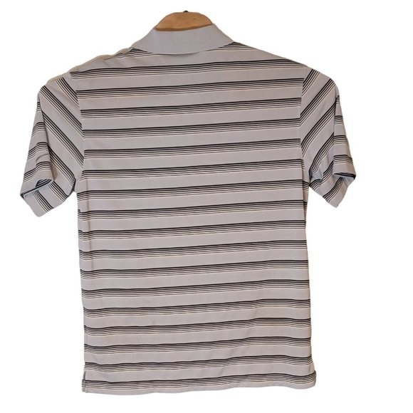 Nike Golf Men's Polo Shirt Polyester Gray Black Striped Short‎ Sleeve - Picture 3 of 5